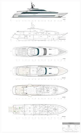 diagram, engineering drawing aboard AGORA III Yacht for Sale