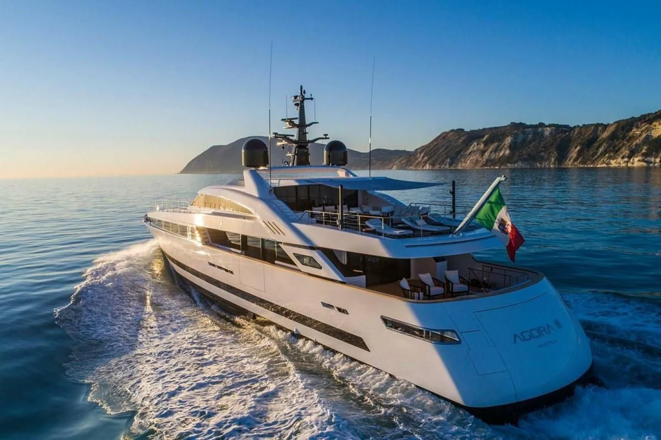 a boat on the water aboard AGORA III Yacht for Sale