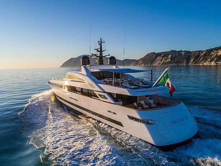 a boat on the water aboard AGORA III Yacht for Sale