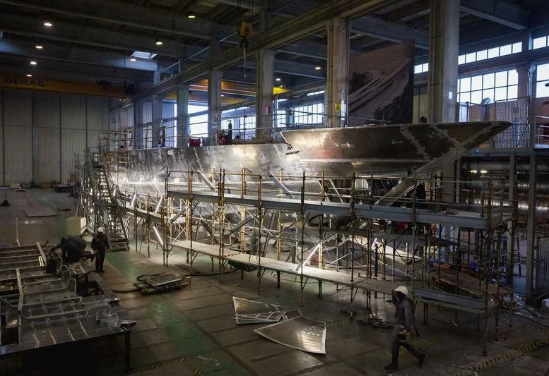 a large factory with several machines aboard AGORA III Yacht for Sale