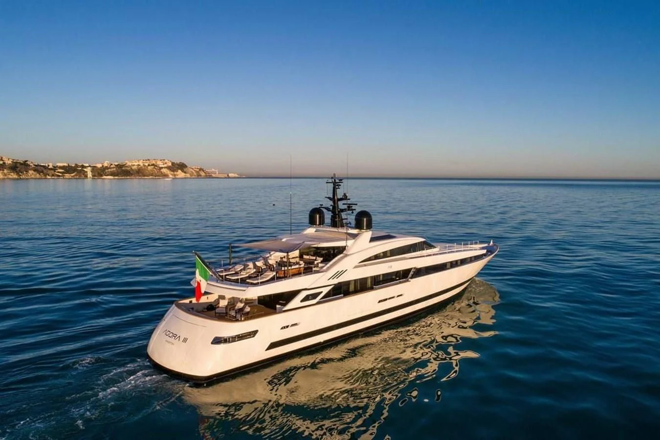 a boat in the water aboard AGORA III Yacht for Sale