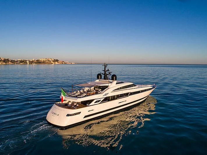 a boat on the water aboard AGORA III Yacht for Sale