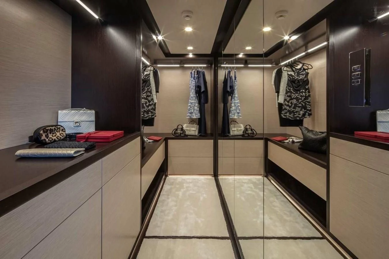 a clothing store with clothes in the window aboard AGORA III Yacht for Sale