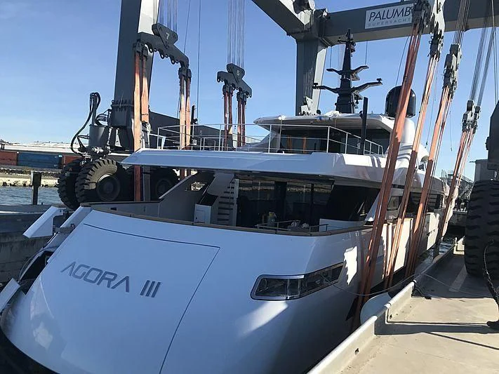 a boat on the water aboard AGORA III Yacht for Sale