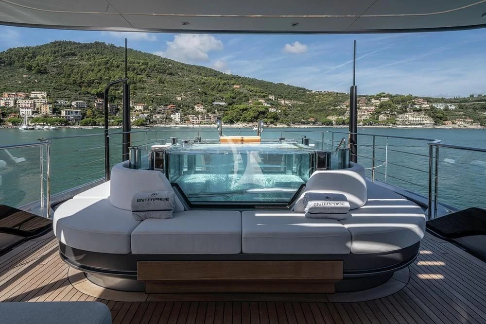 a lounge chair on a boat aboard ENTERPRISE Yacht for Charter