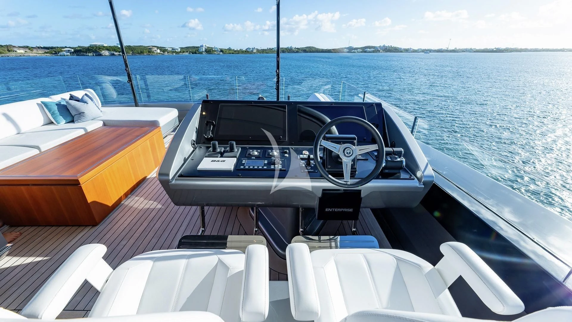 a boat on the water aboard ENTERPRISE Yacht for Charter