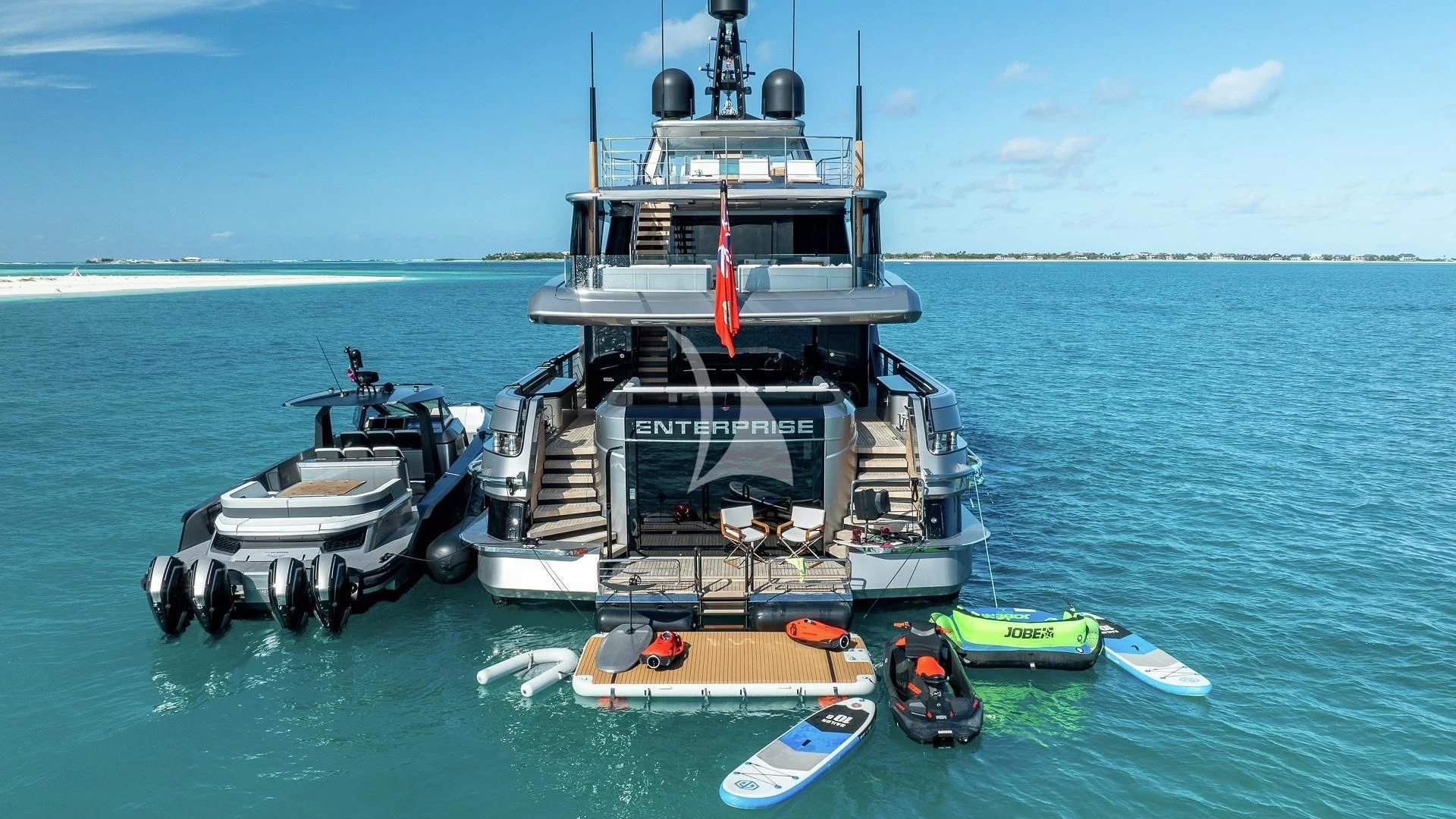 a boat on the water aboard ENTERPRISE Yacht for Charter