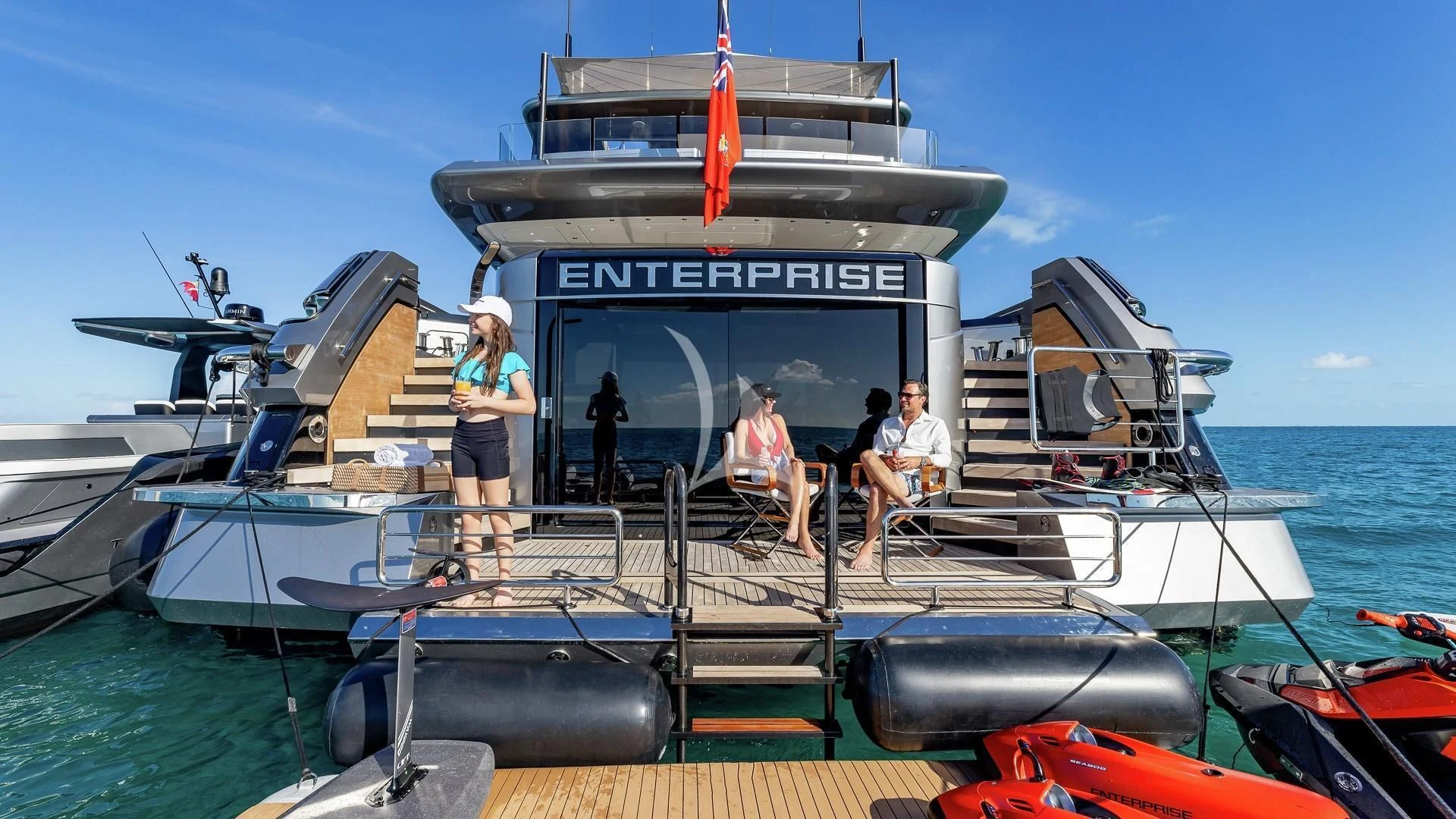 a boat on the water aboard ENTERPRISE Yacht for Charter