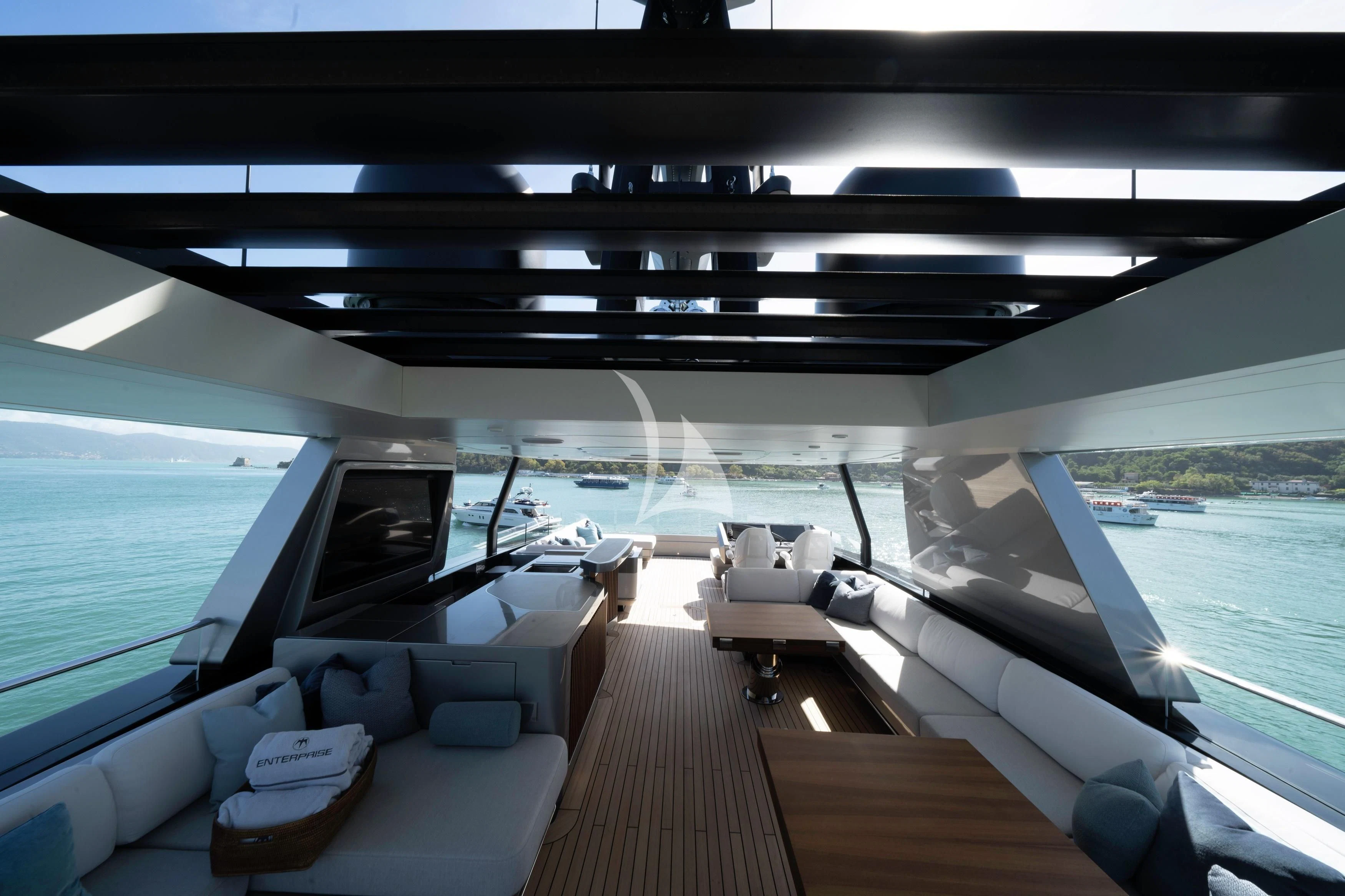inside of a boat aboard ENTERPRISE Yacht for Charter