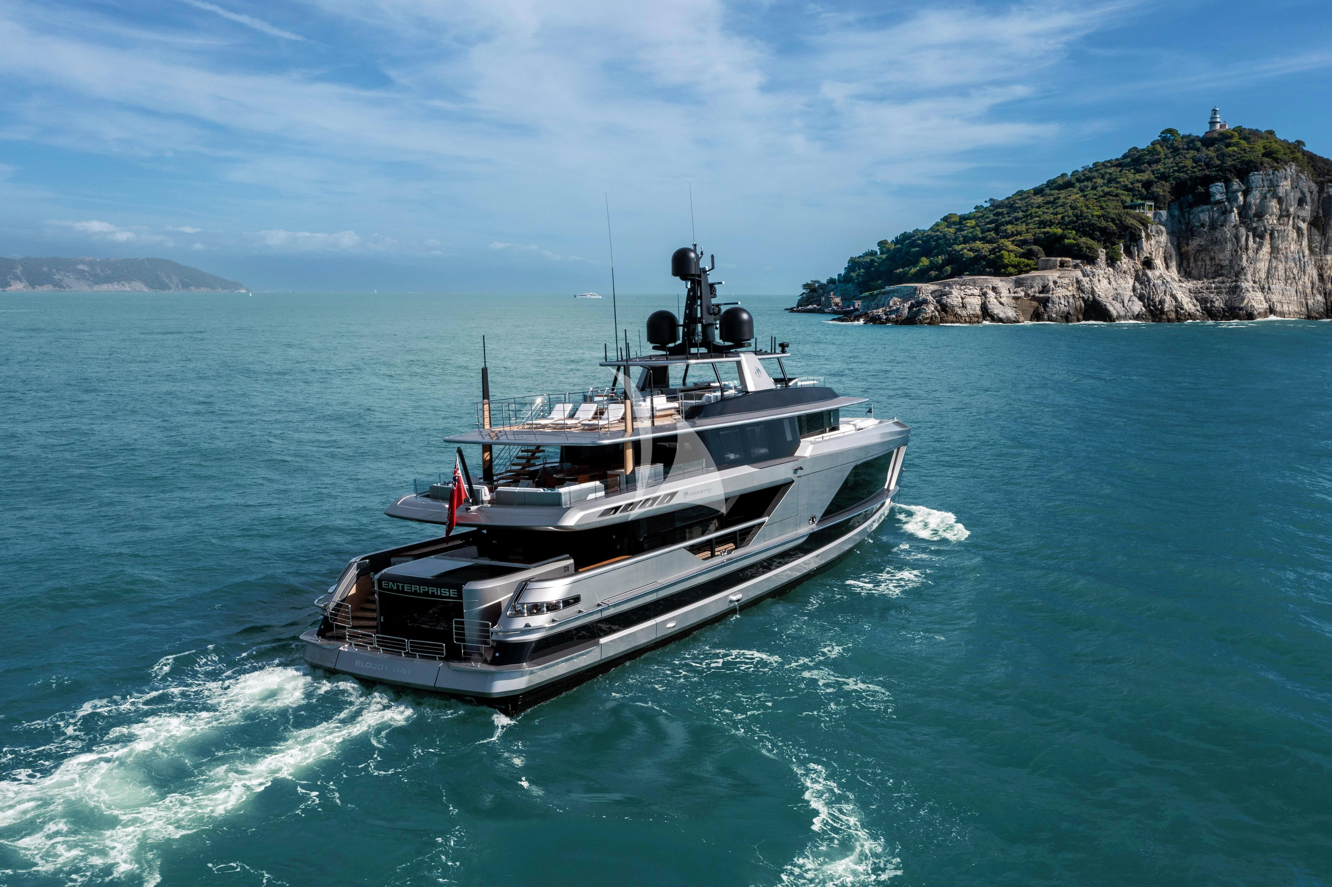 a boat on the water aboard ENTERPRISE Yacht for Charter
