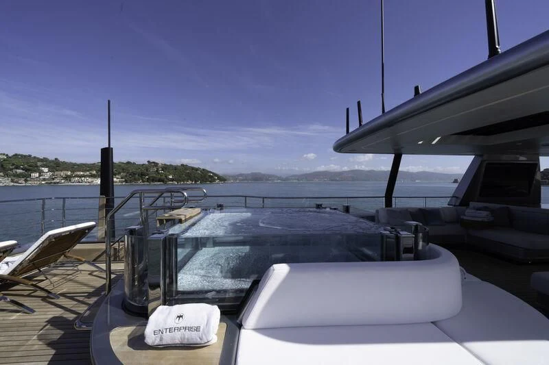 a boat on the water aboard ENTERPRISE Yacht for Charter