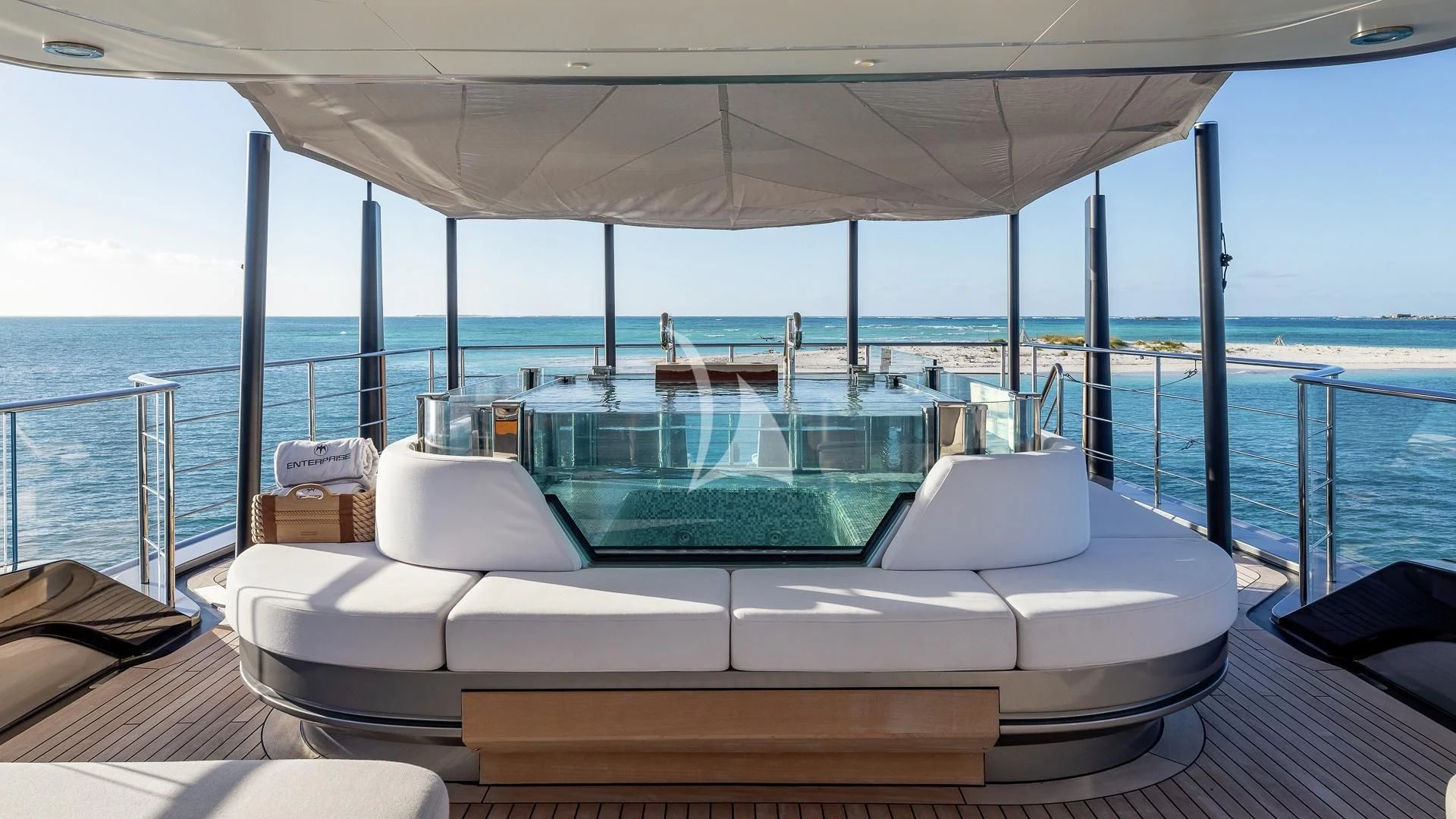 a boat on the water aboard ENTERPRISE Yacht for Charter