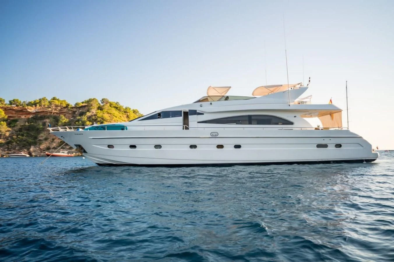 a white yacht on the water aboard NEPHENTA PRIMERO Yacht for Sale