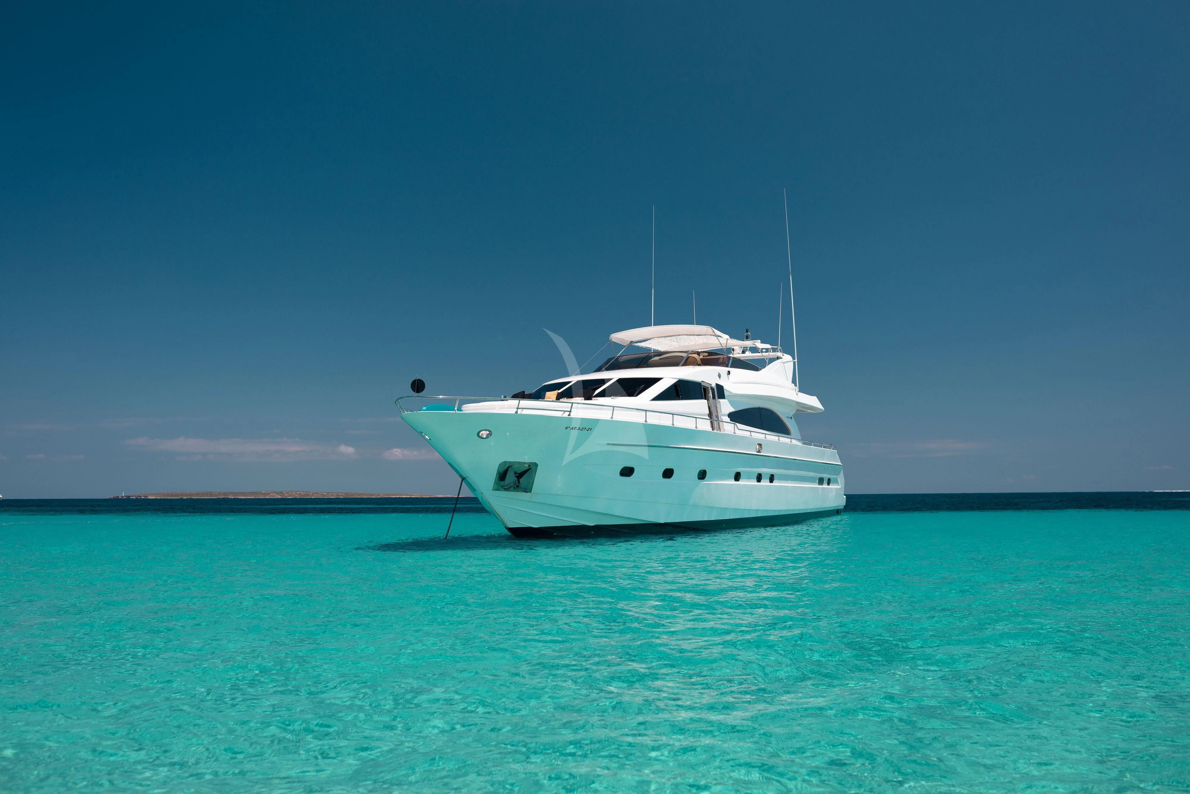 a white boat in the water aboard NEPHENTA PRIMERO Yacht for Sale