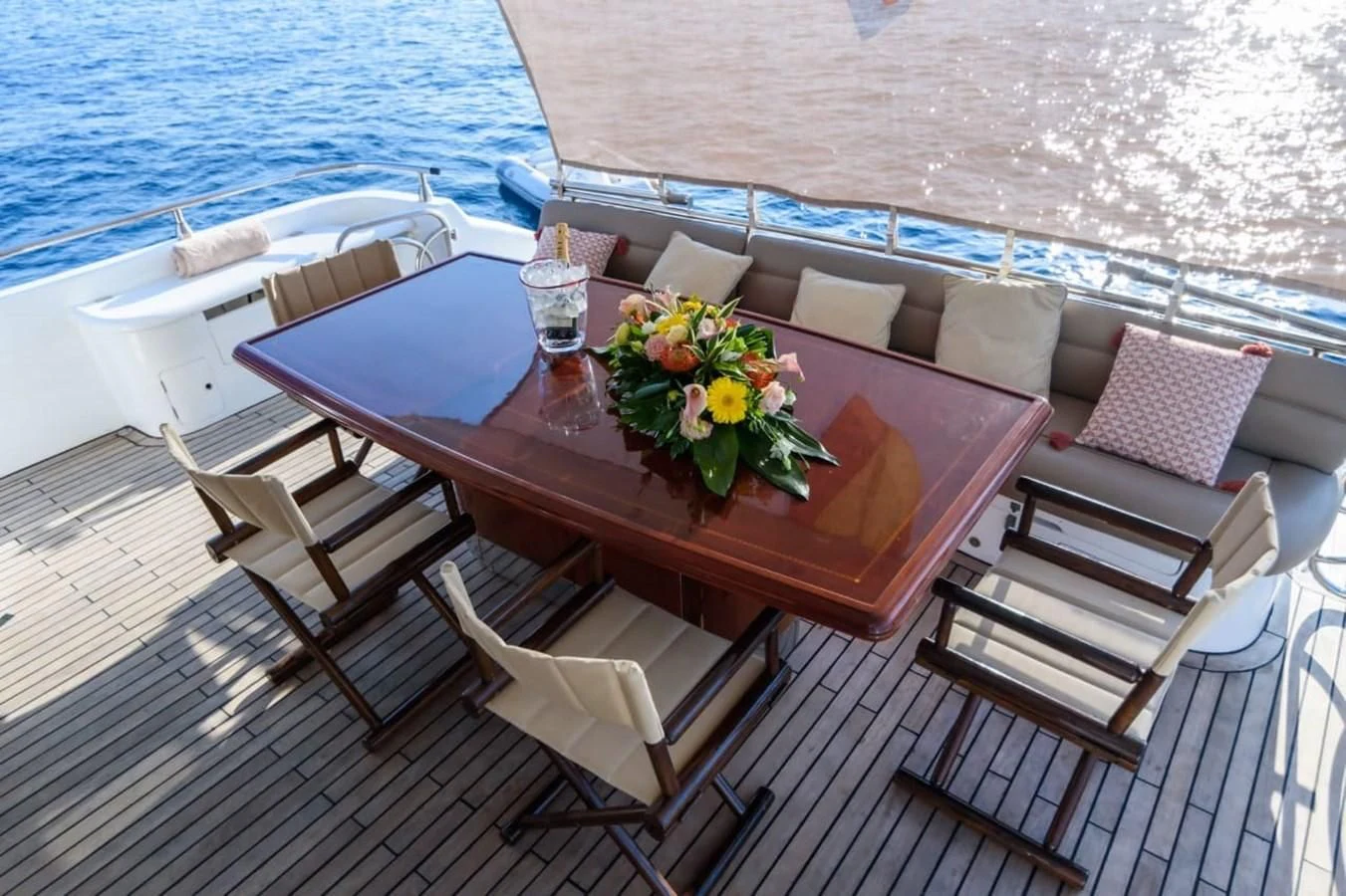 a table on a boat aboard NEPHENTA PRIMERO Yacht for Sale