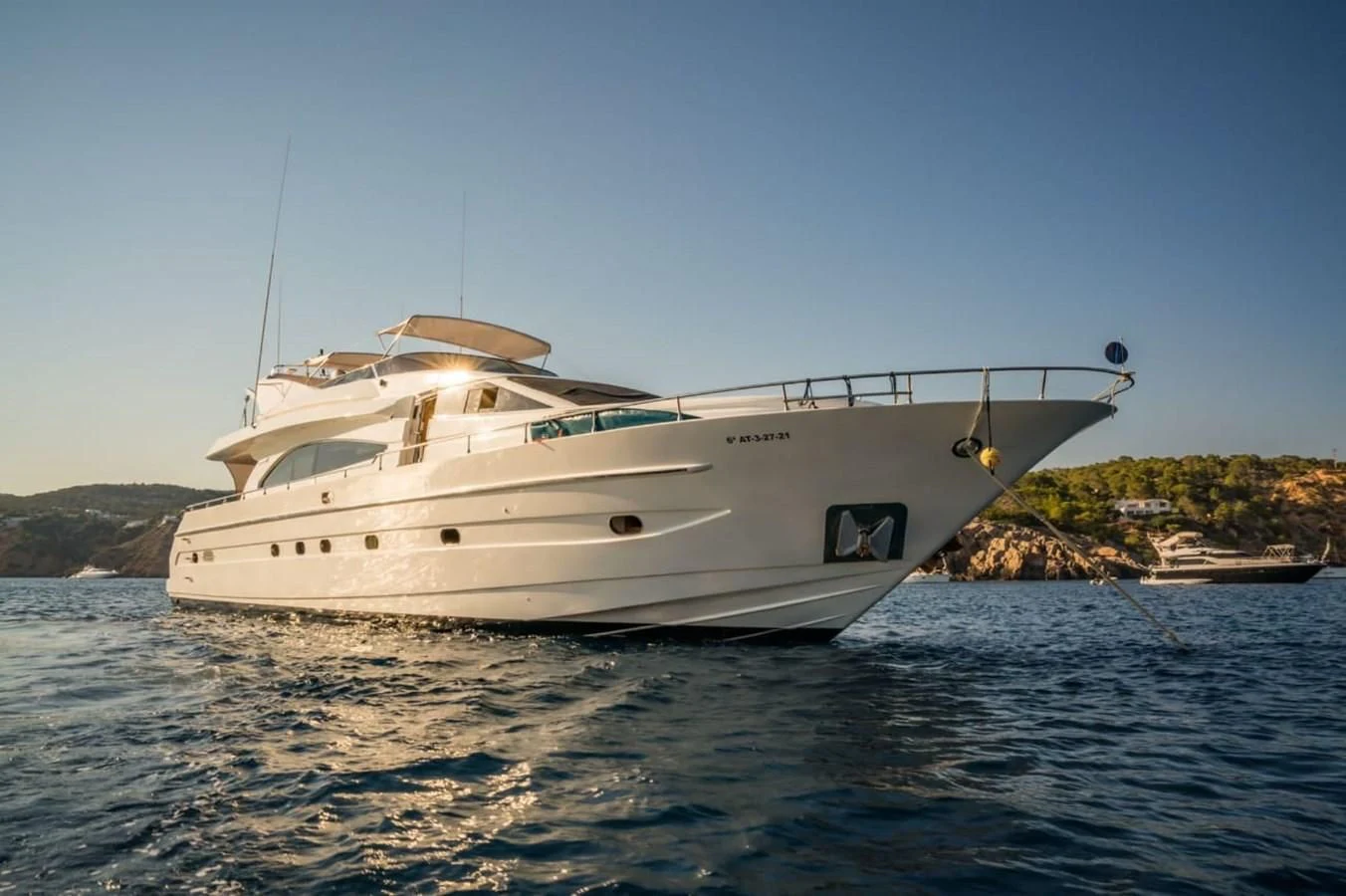 a white yacht in the water aboard NEPHENTA PRIMERO Yacht for Sale