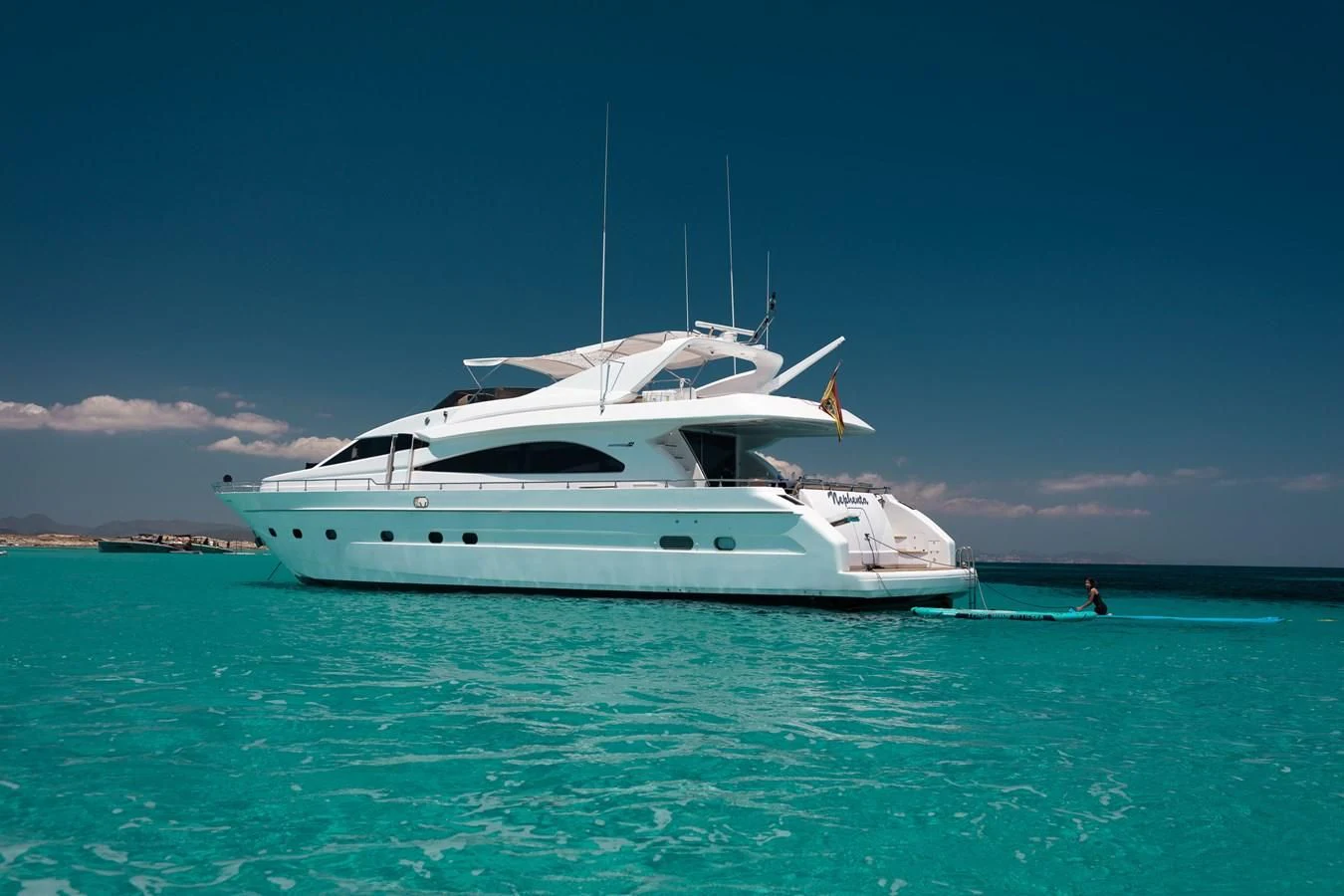 a white boat in the water aboard NEPHENTA PRIMERO Yacht for Sale