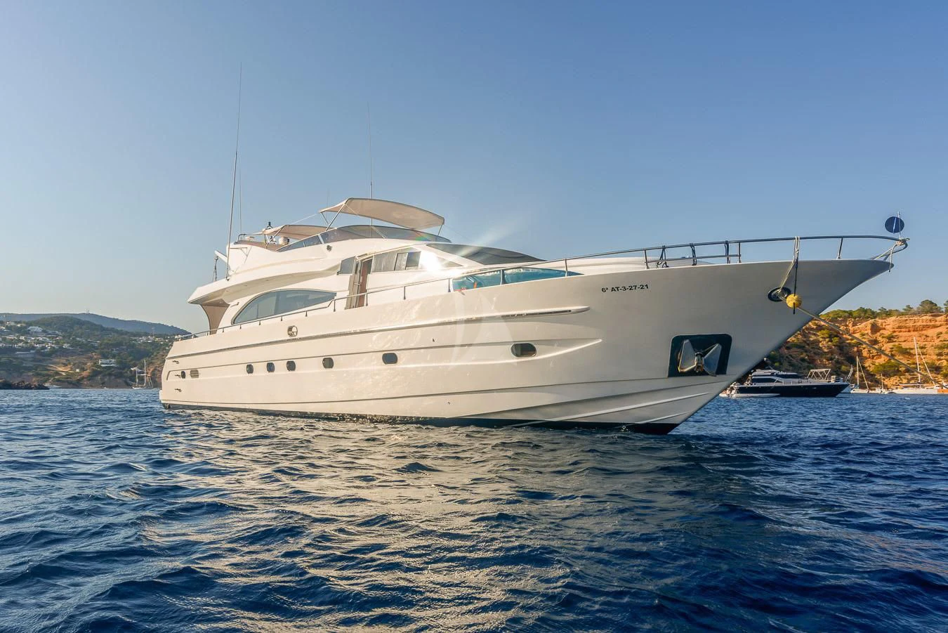 a white yacht in the water aboard NEPHENTA PRIMERO Yacht for Sale