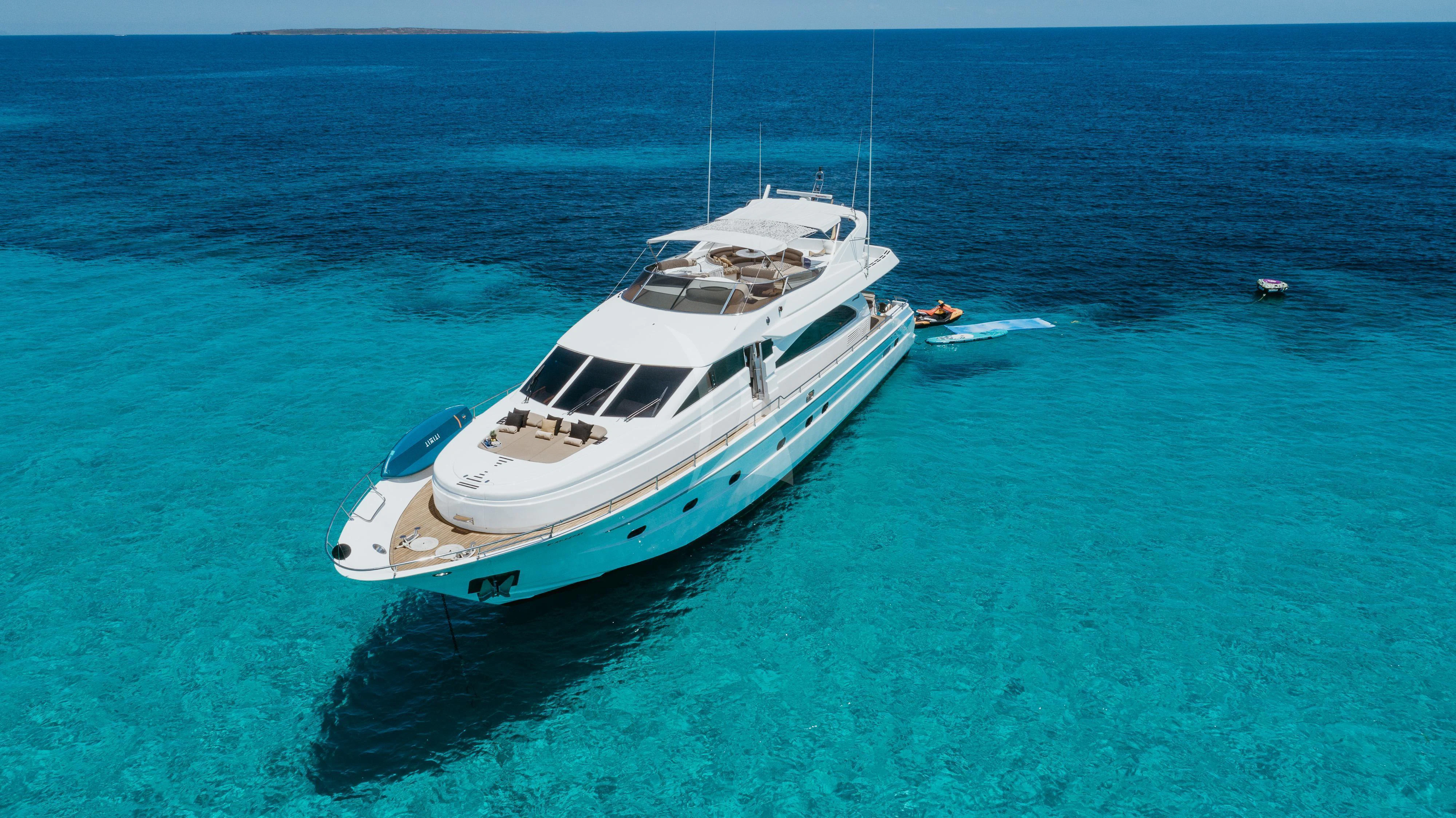 a white boat in the water aboard NEPHENTA PRIMERO Yacht for Sale