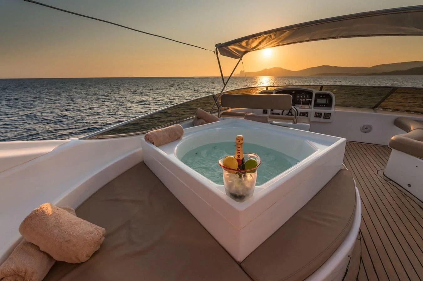 a boat with a bowl of fruit on it aboard NEPHENTA PRIMERO Yacht for Sale