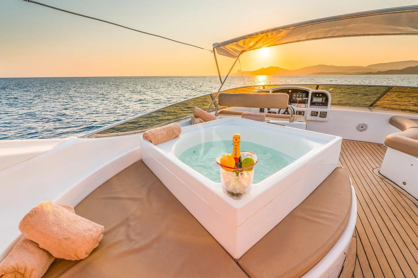 a boat with a fruit on the front aboard NEPHENTA PRIMERO Yacht for Sale