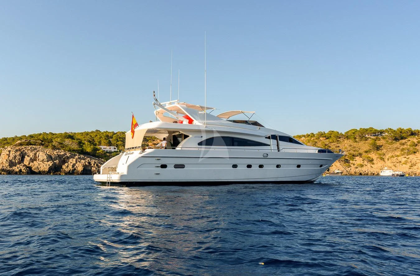 a white boat on the water aboard NEPHENTA PRIMERO Yacht for Sale