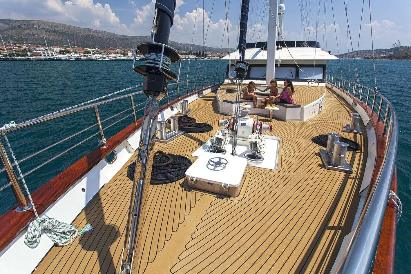 a boat with people on it aboard NAVILUX Yacht for Sale