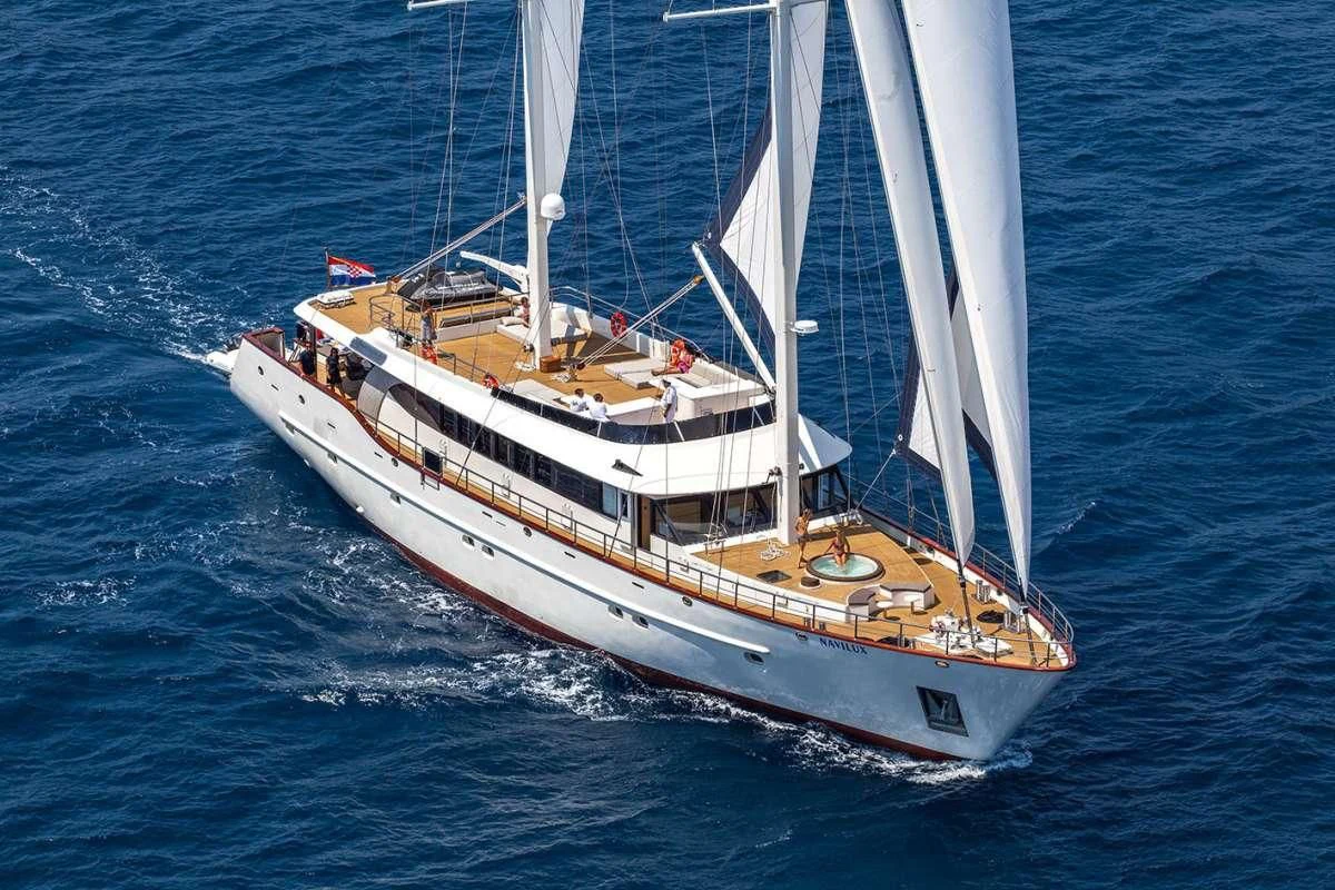 a boat on the water aboard NAVILUX Yacht for Sale
