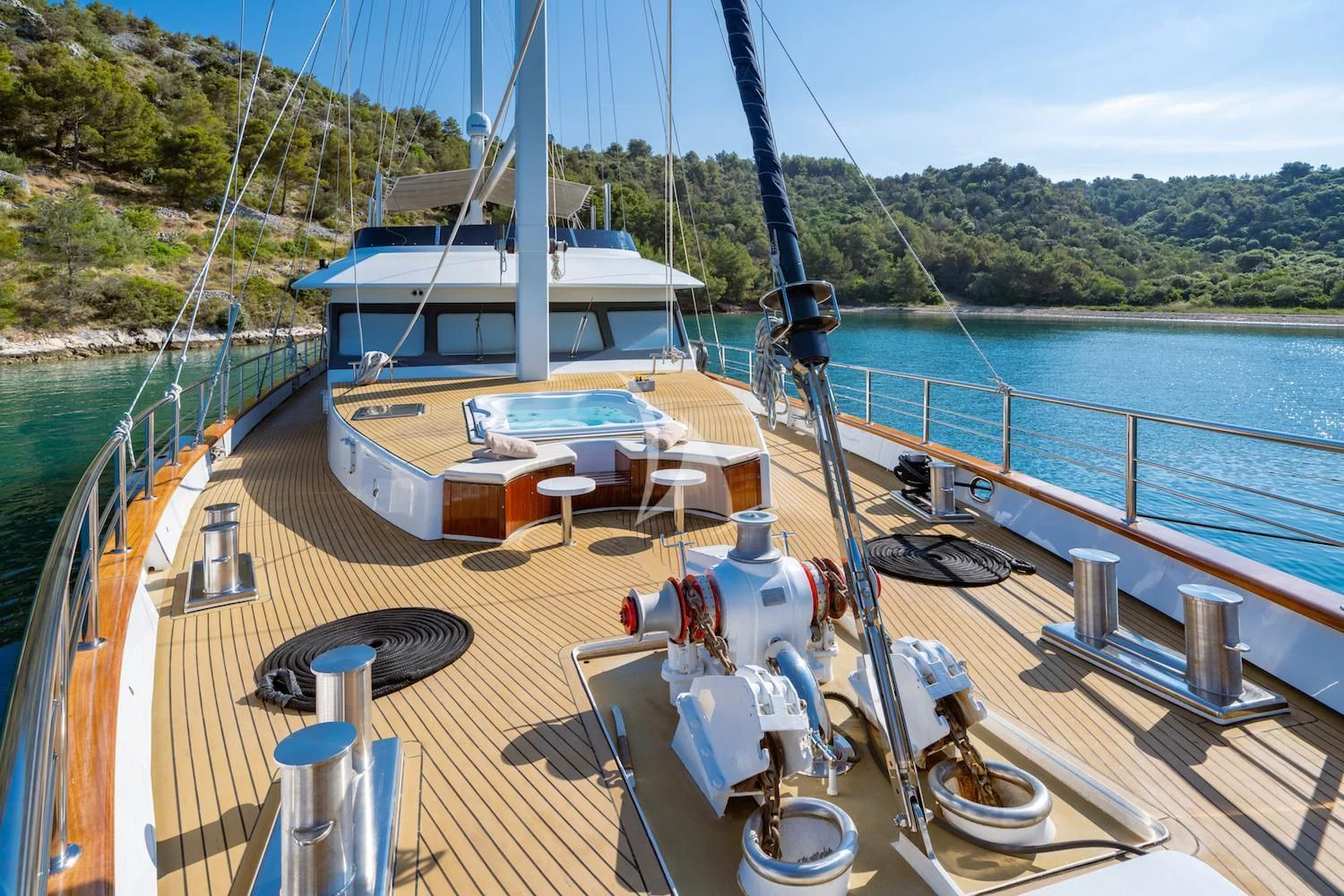 a boat docked at a pier aboard NAVILUX Yacht for Sale