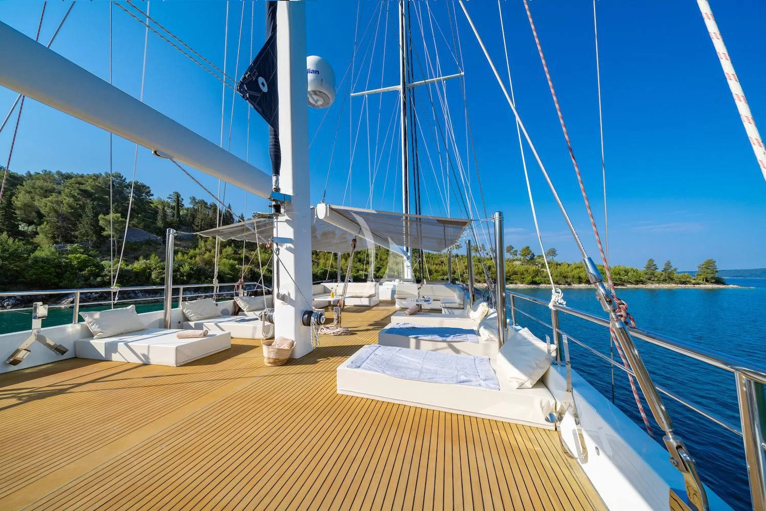 a boat on the water aboard NAVILUX Yacht for Sale