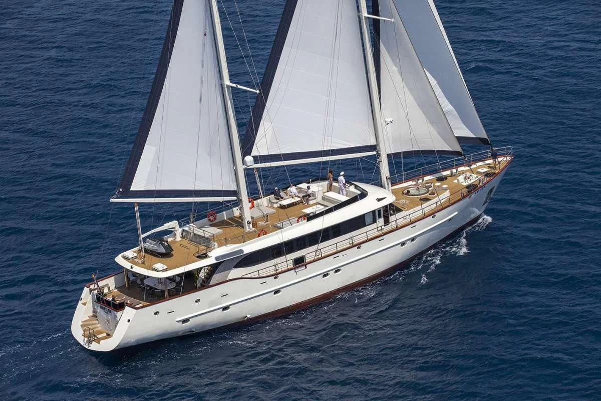 a boat on the water aboard NAVILUX Yacht for Sale