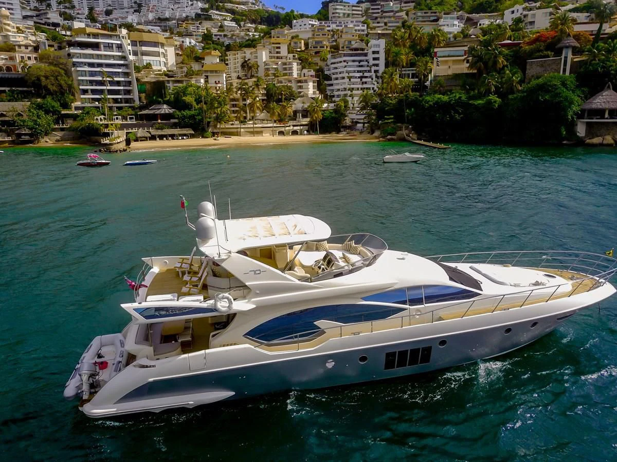 a boat on the water aboard VA BENE 2011 AZIMUT 70 FLY Yacht for Sale
