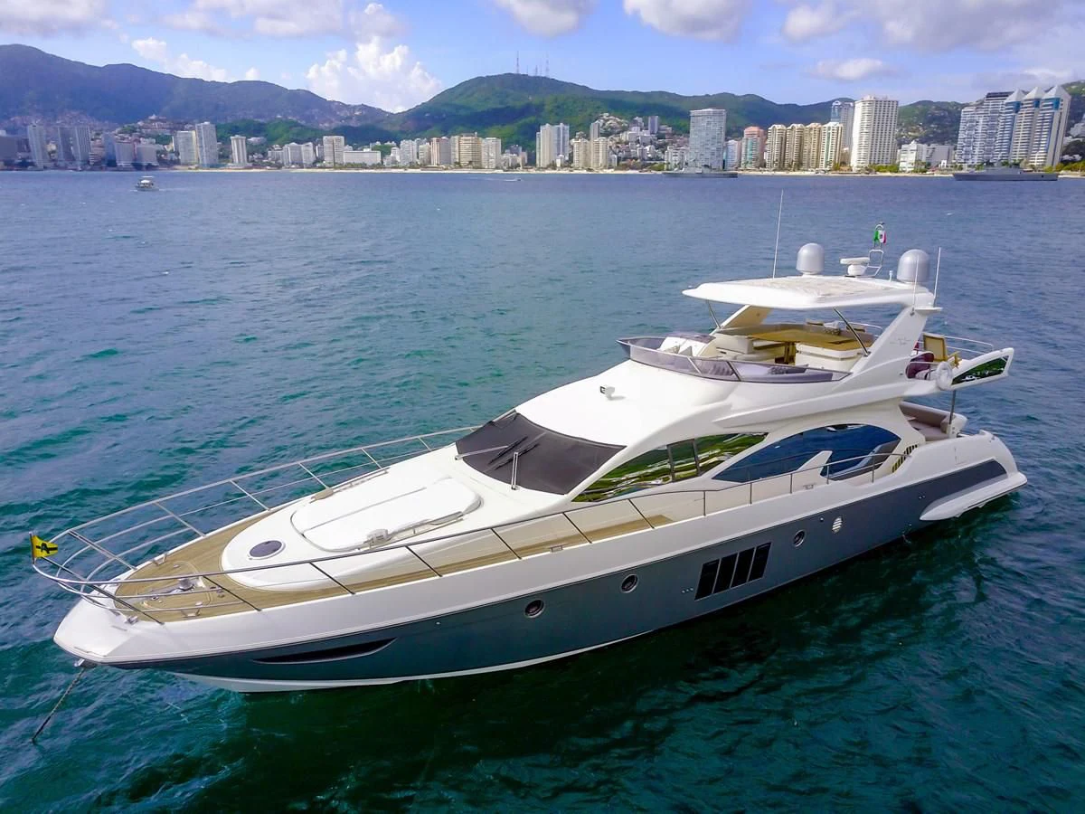 a boat on the water aboard VA BENE 2011 AZIMUT 70 FLY Yacht for Sale