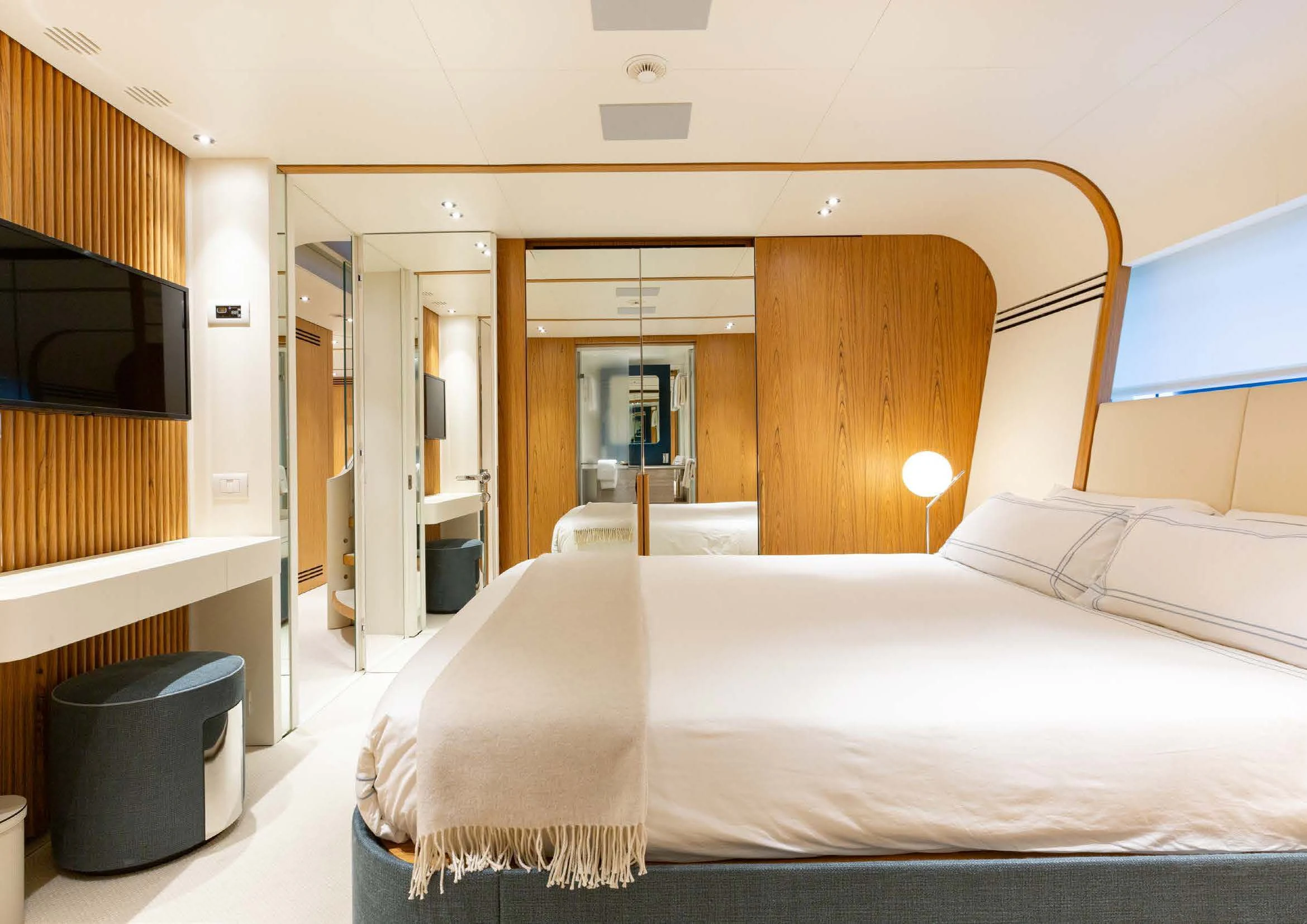 a bed in a room aboard EH2 Yacht for Sale