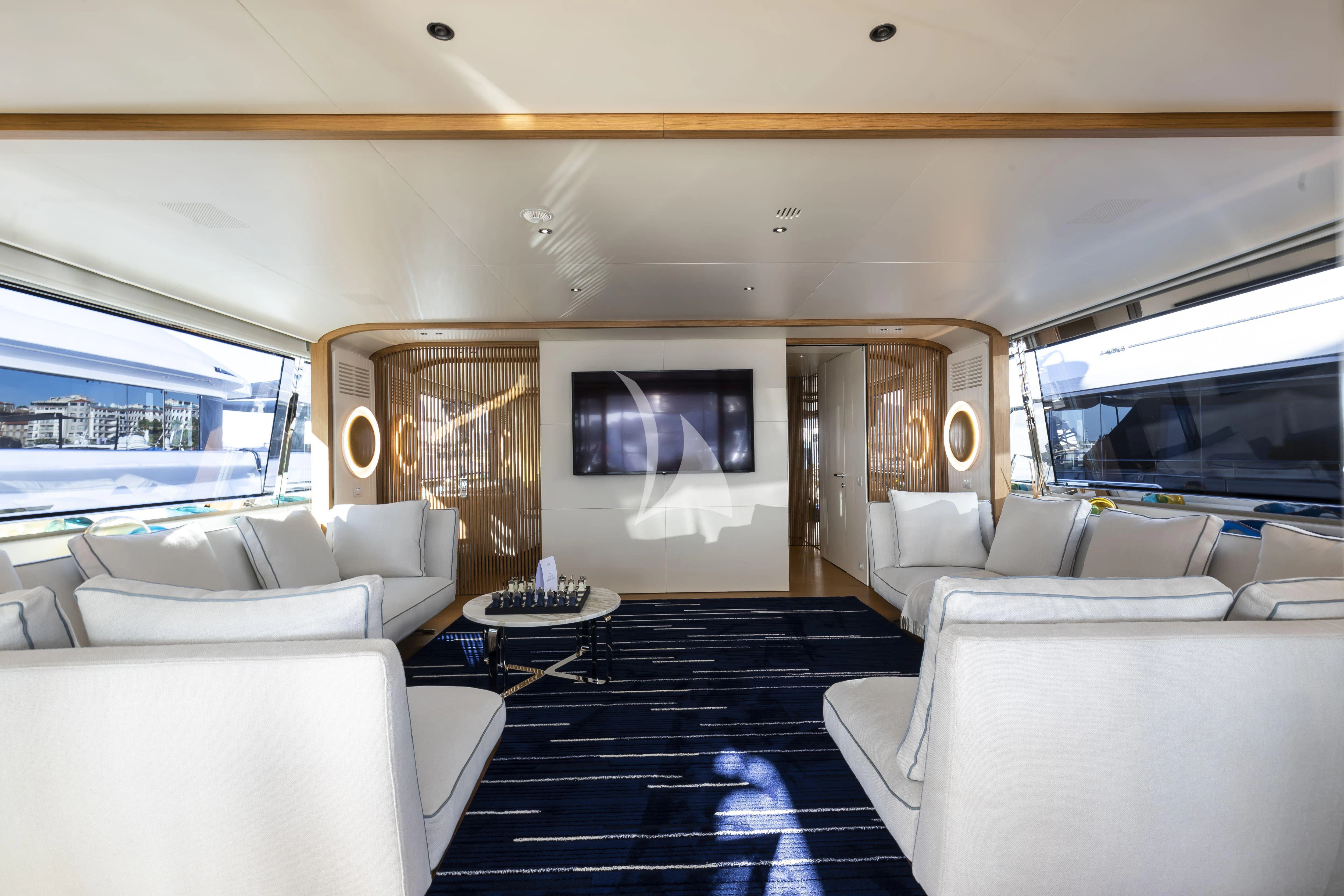 inside of a car aboard EH2 Yacht for Sale