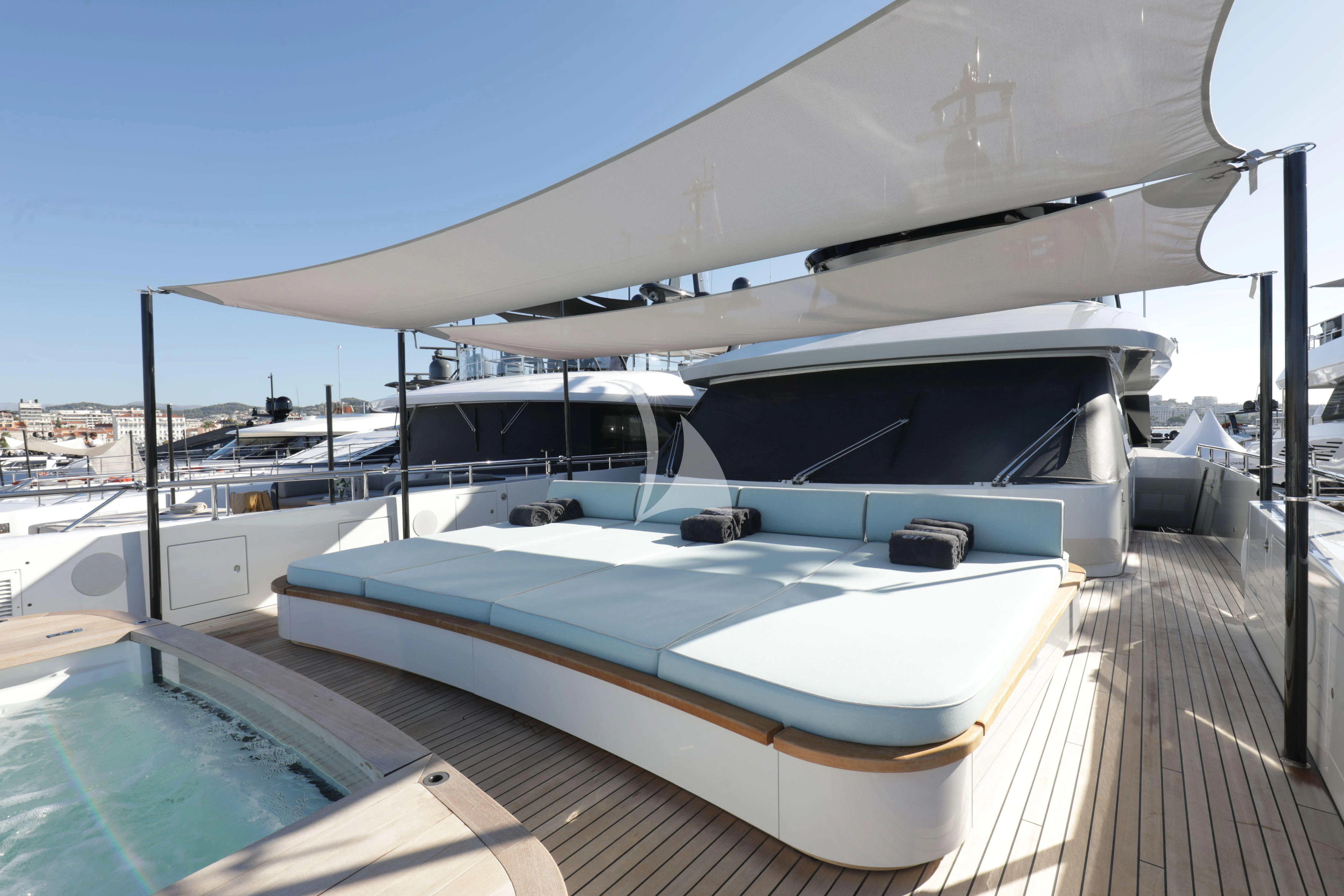 a large white boat aboard EH2 Yacht for Sale
