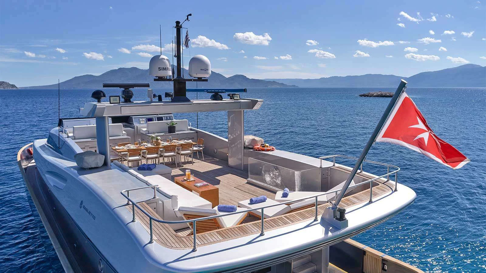 a boat on the water aboard AMICI PER SEMPRE Yacht for Charter