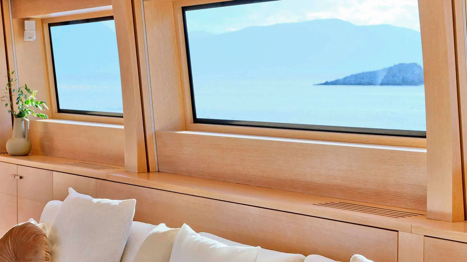 a window with a view of the ocean aboard AMICI PER SEMPRE Yacht for Charter