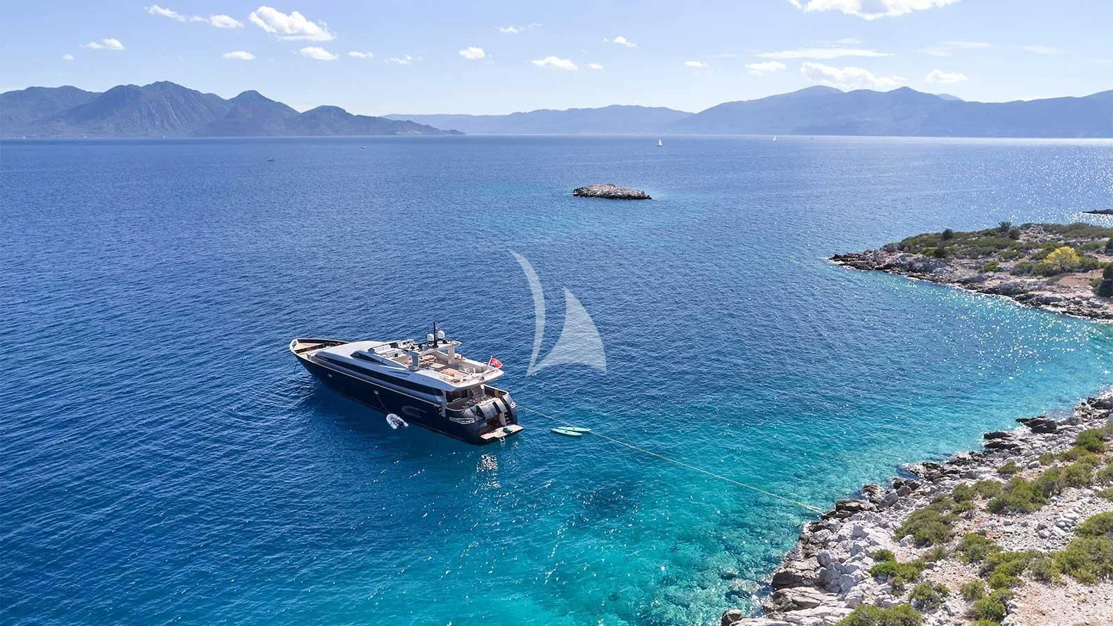 a boat on the water aboard AMICI PER SEMPRE Yacht for Charter