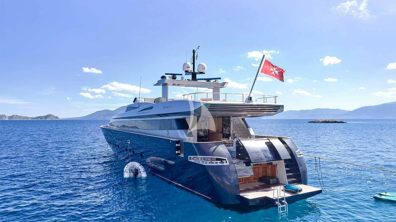 a boat in the water aboard AMICI PER SEMPRE Yacht for Charter
