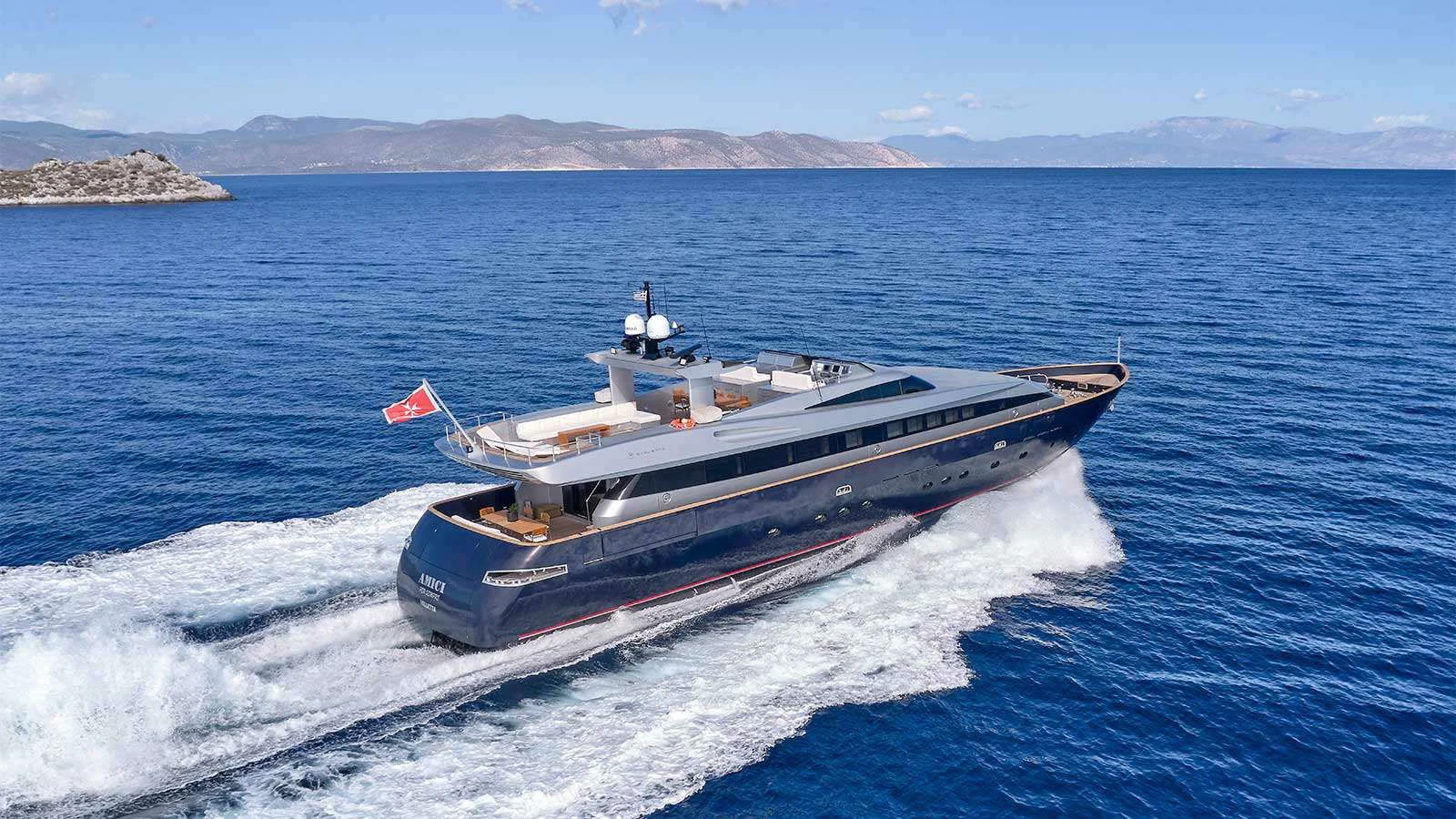 a boat on the water aboard AMICI PER SEMPRE Yacht for Charter