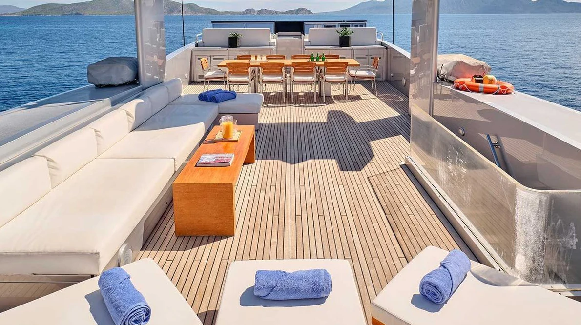 a boat on the water aboard AMICI PER SEMPRE Yacht for Charter