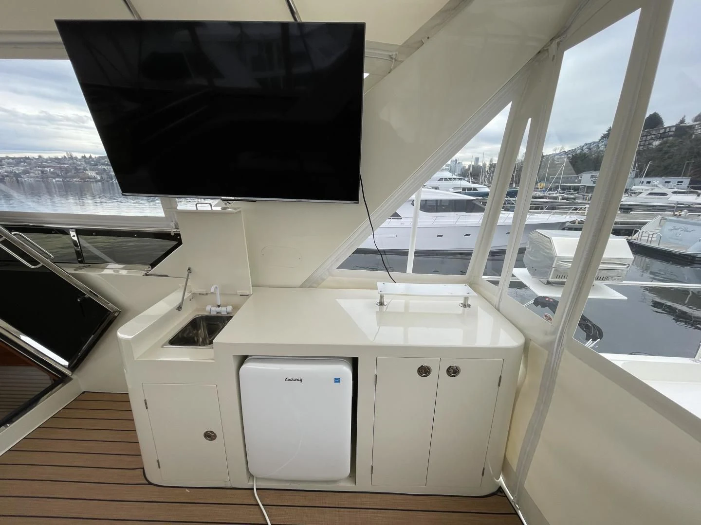 a room with a large window aboard MIA AND MAUI JIM Yacht for Sale