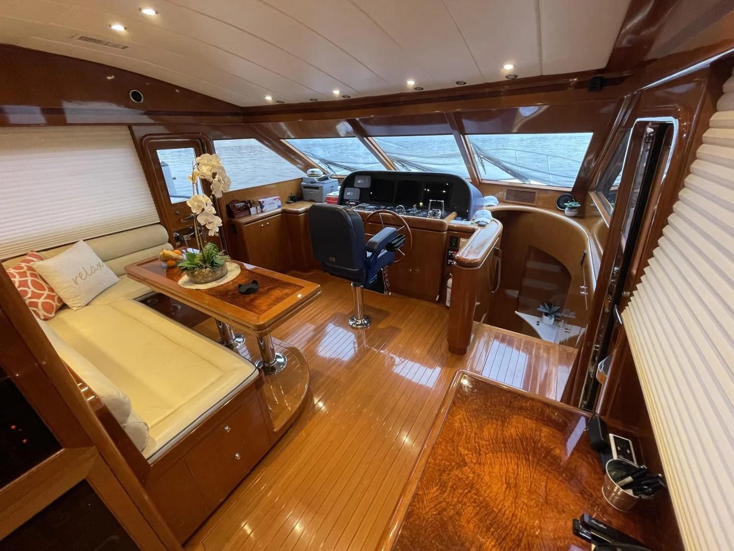 a room with a desk and chairs aboard MIA AND MAUI JIM Yacht for Sale
