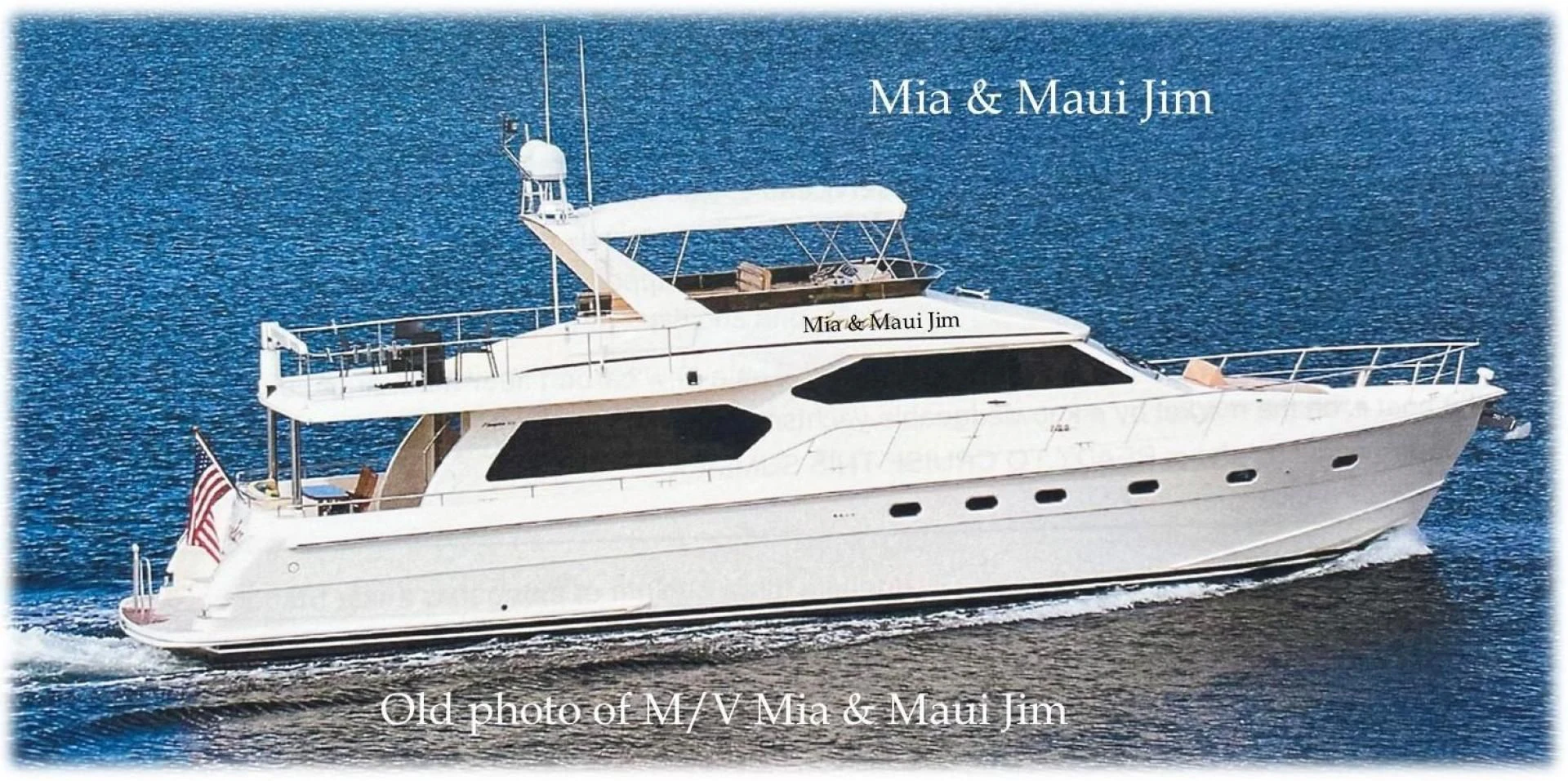 a white yacht on the water aboard MIA AND MAUI JIM Yacht for Sale