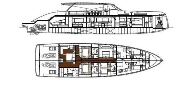 diagram, engineering drawing aboard MANDA S09 Yacht for Sale