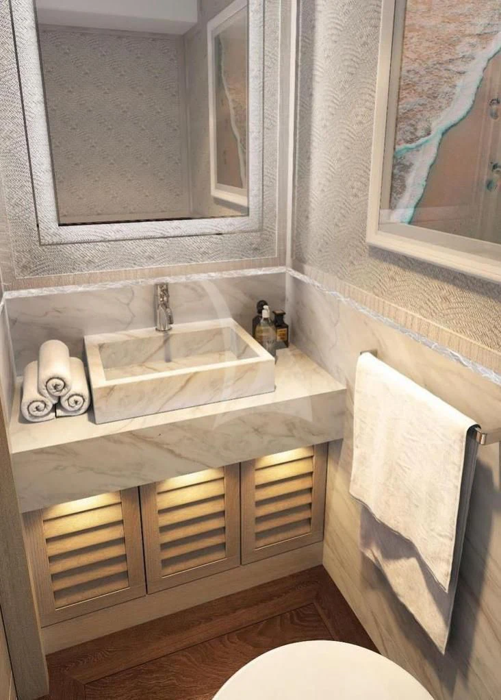 a bathroom with a sink and a toilet aboard CALYPSO I Yacht for Charter