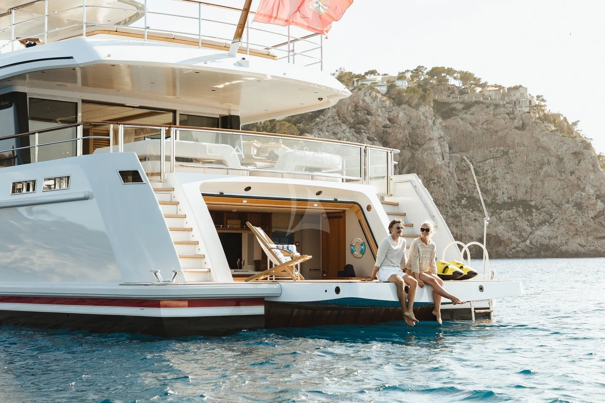 two men on a boat aboard CALYPSO I Yacht for Charter