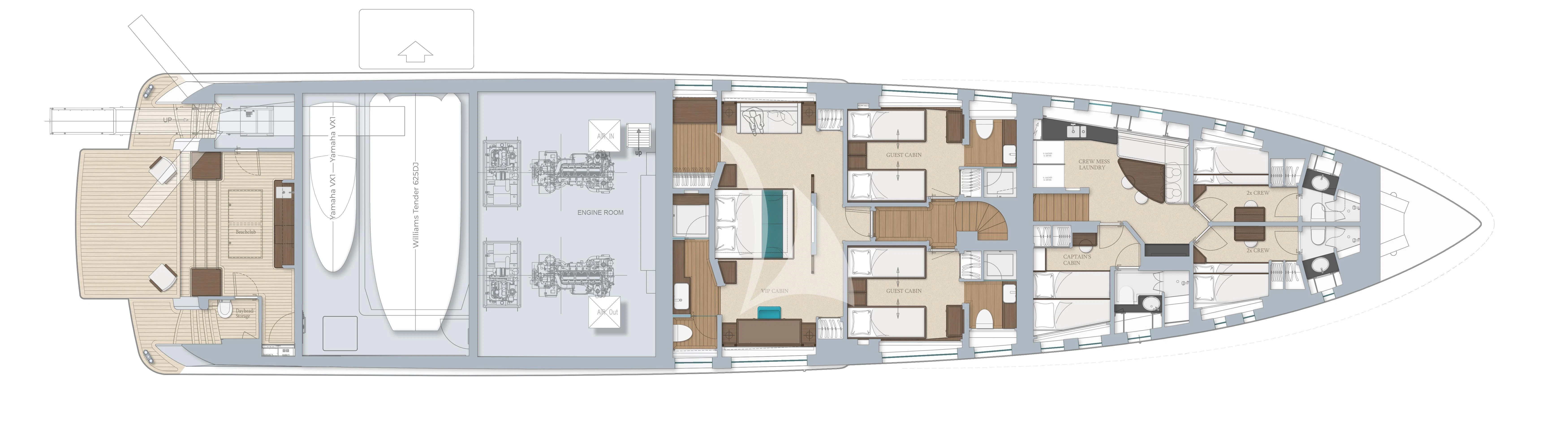 a computer generated image of a house aboard CALYPSO I Yacht for Charter