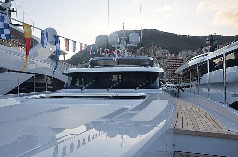 a boat parked on a dock aboard CALYPSO I Yacht for Charter